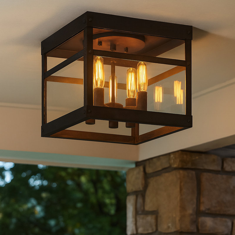Porter 4-Light Outdoor Flush Mount, Aged Zinc