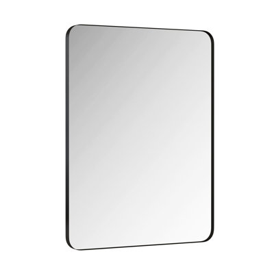Metal Framed Black 24X36 Inch Rectangular Bedroom Mirror - Stylish Vanity For Bathroom & Living Room Decor Dressing Bathroom,