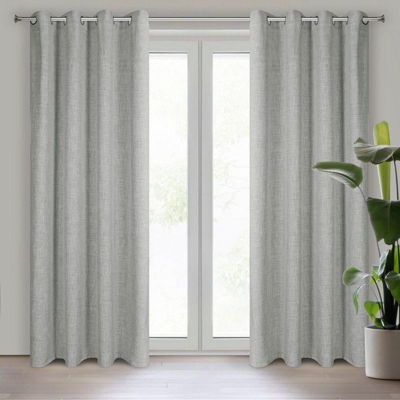 Roma Semi Sheer Curtain Single Panel, Grey/Brown/Blue