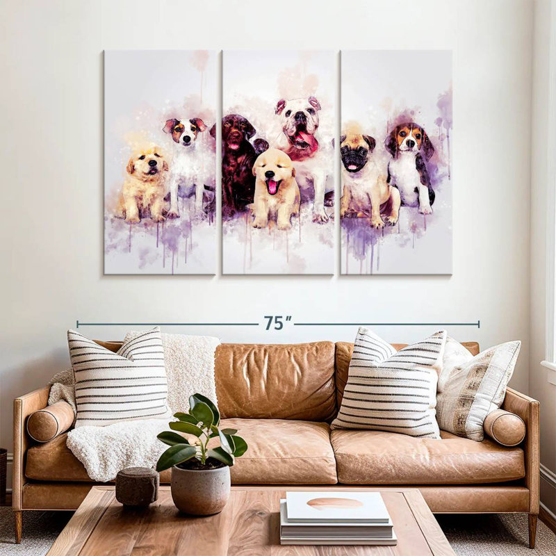 Dog Puppies, 42" H x 65" W