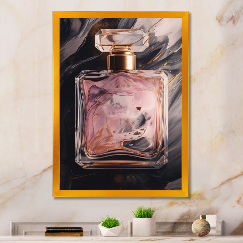 Rose parfum de couture - imprimé, H 32 po x l 16 po x P 1 po, Encadrement doré