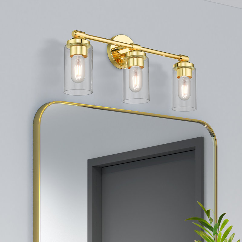 Éclairage pour meuble-lavabo à intensité variable à 3 lumières Alyson, Laiton poli