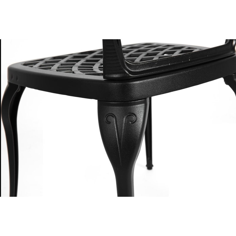 2 Person Aluminium Patio Bistro Set Table And 2 Chairs With Seat Cushions, Black