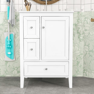 Meuble-lavabo 24 po avec lavabo, 3 tiroirs et porte à fermeture en douceur