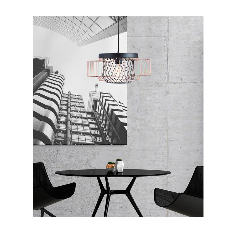 Mauck 1 - Light Black Unique/Statement Pendant, Black/Copper