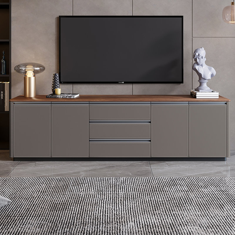 Meuble télé haut de gamme sur pied, Grey, 23.62"H x 78.74"W x 13.78"D