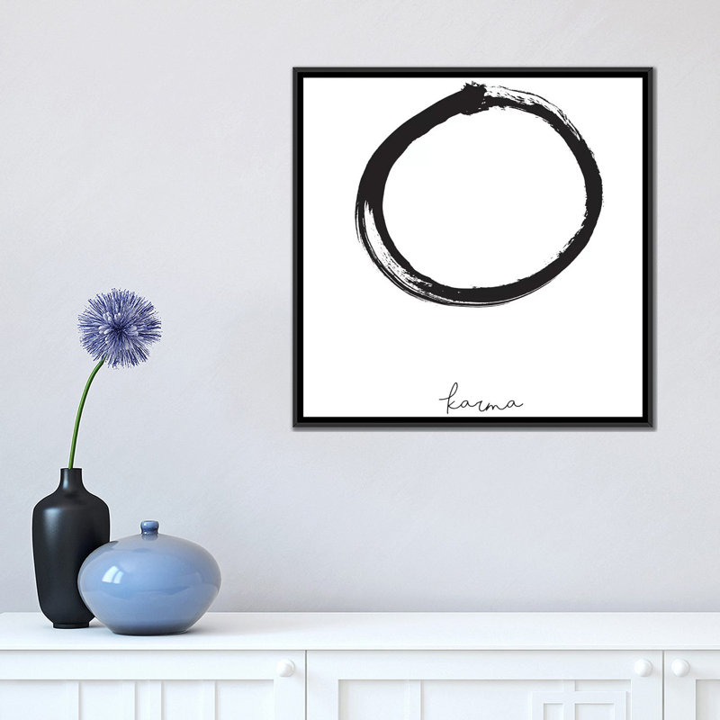 «Karma», reproduction sur toile, H 18 po x l 18 po x P 1,5 po, Toile avec cadre noir, Pas de tapis
