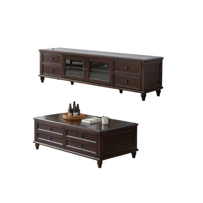 American style TV stand paired with coffee table
