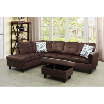 97"" Wide Microfiber/Microsuede Left Hand Facing Sofa & Chaise with Ottoman -  Lifestyle Furniture, DU-997088A-3PCS