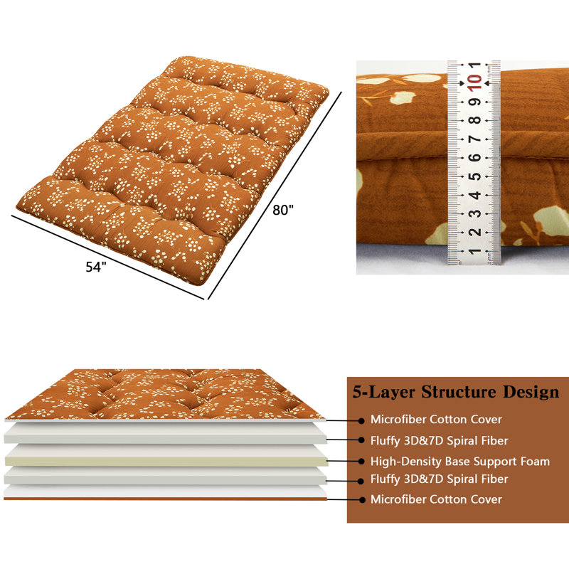Matelas de futon floral japonais, Lit double