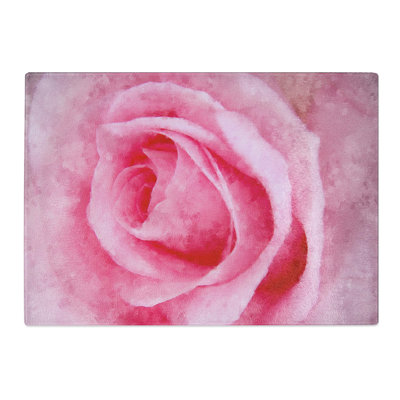 Tempered Glass Pink Rose Petals Chopping Board