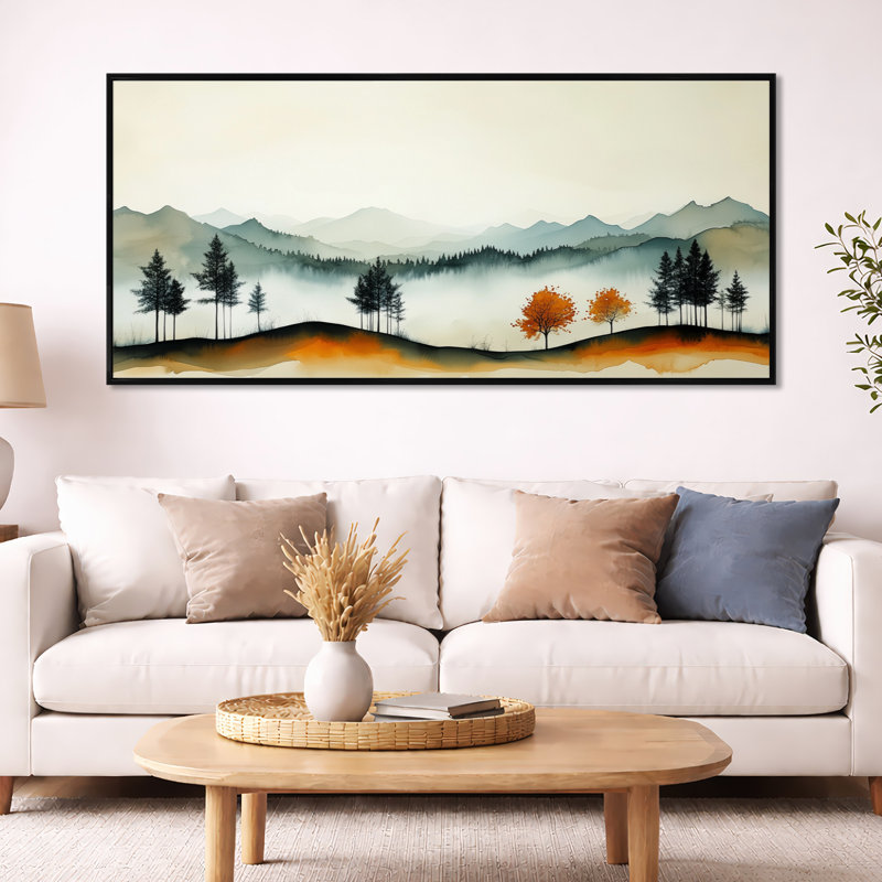 «Black Orange Wesley I», reproduction d'art sur toile encadrée Moody, Black Floater Framed, H 28 po x l 60 po