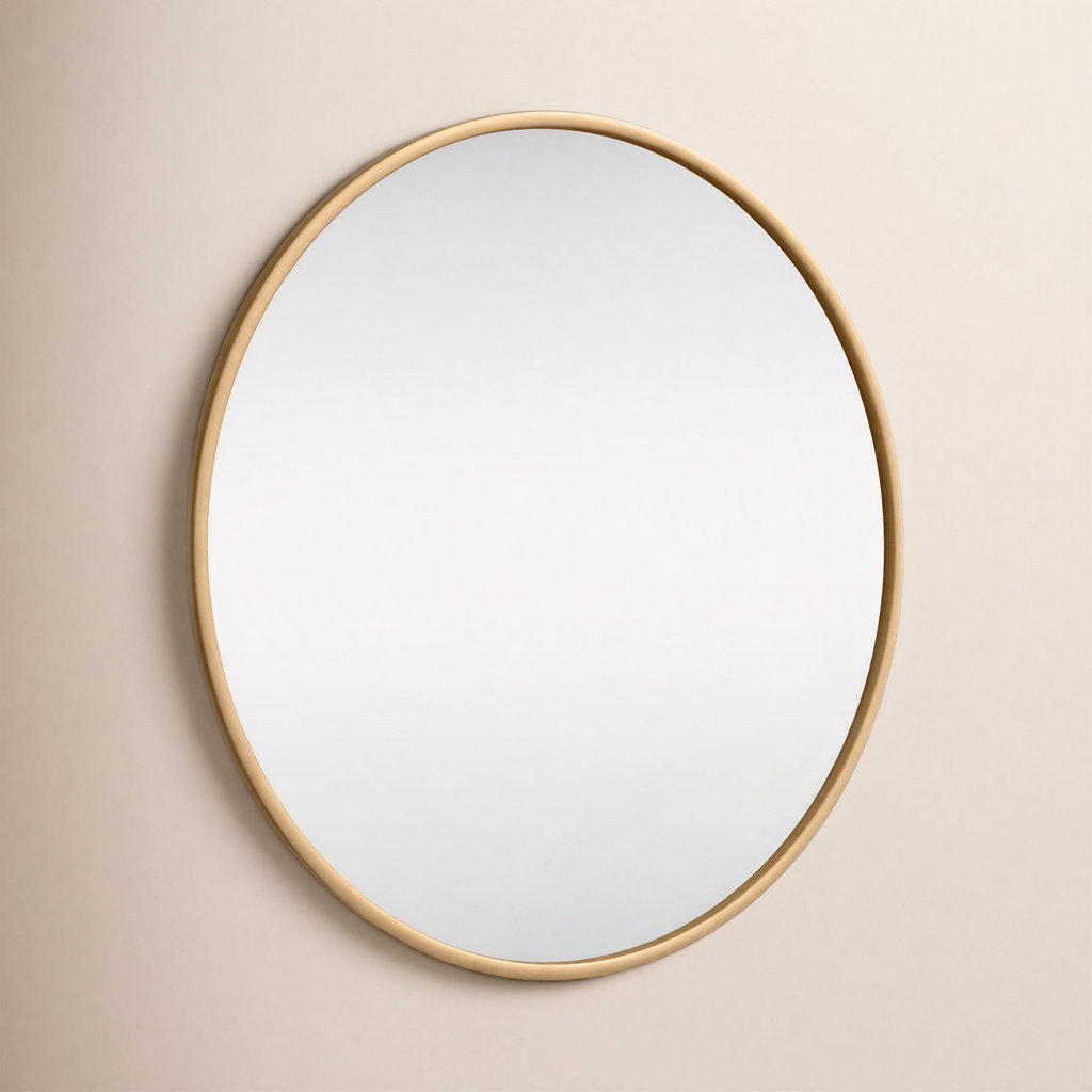 Sabine Metal Round Wall Mirror, 24" x 24", Brass