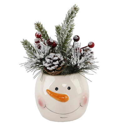 Ensemble de bureau en pot en céramique bonhomme de neige xmas