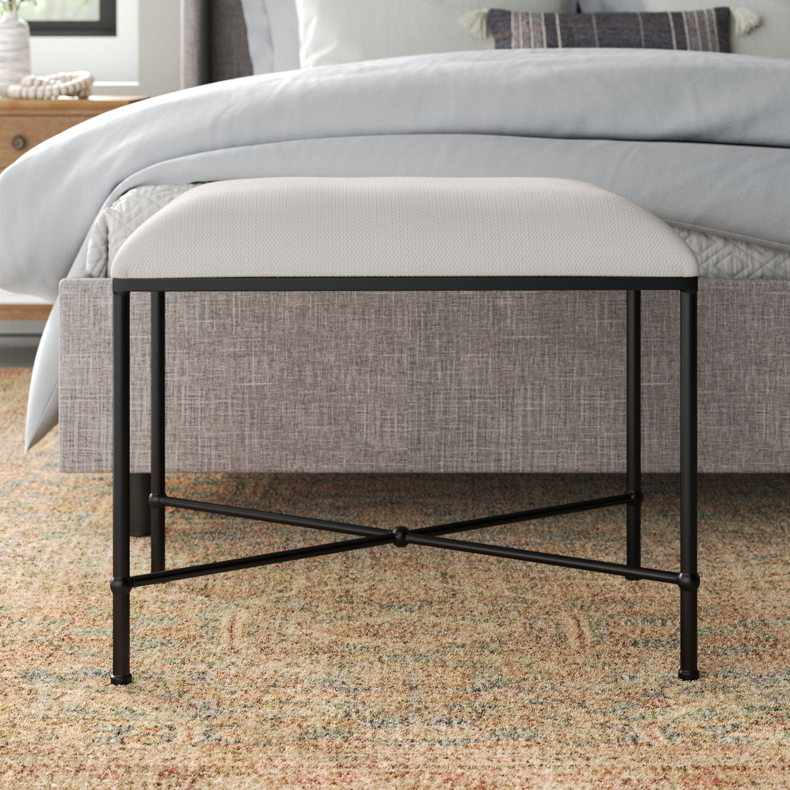 Brynn 50" Bedroom Bench, Black, 20" H x 24" W x 16"D