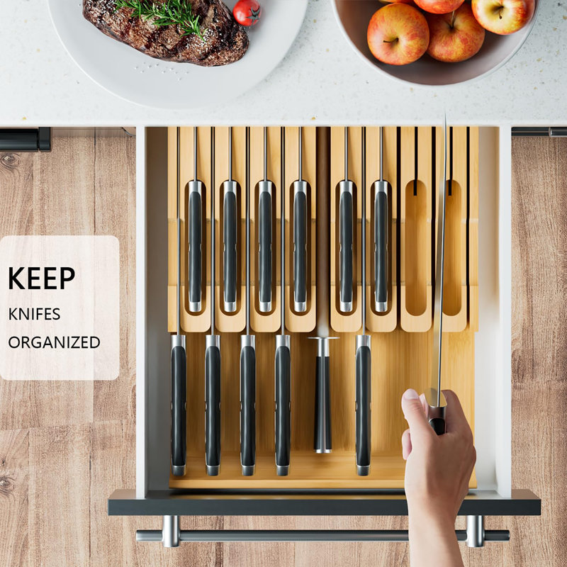 Bamboo In-Drawer Knife Block, Natural