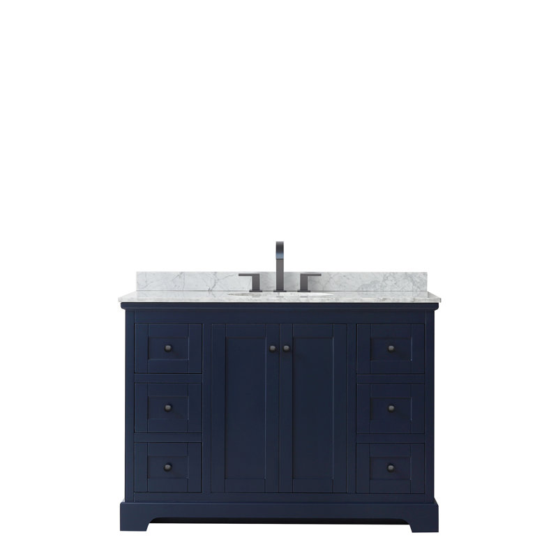 Ensemble de meuble-lavabo simple 48 po Avery, Bleu foncé, Noir mat
