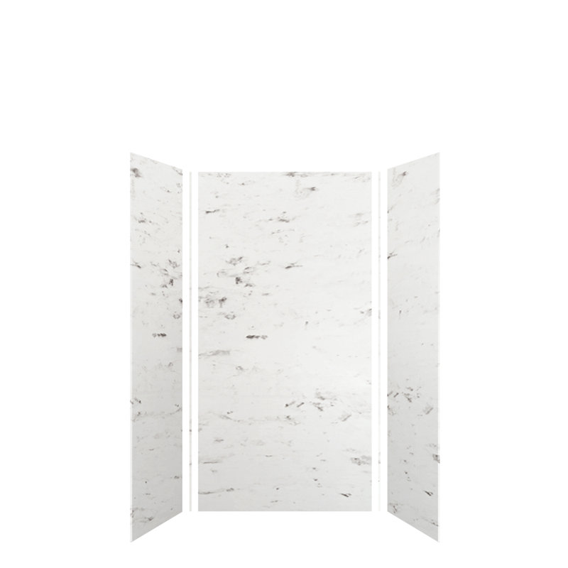 White Marble 72" x 36" Solid Surface Shower Wall Kit