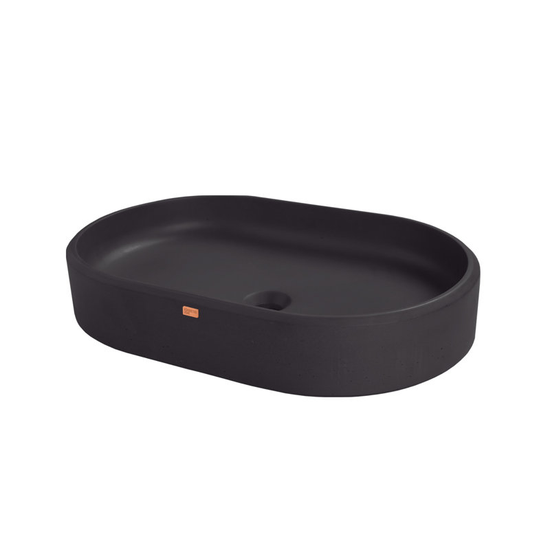 Konkretus Ubud 14.5'' Concrete Oval Bathroom Sink, Coal Black