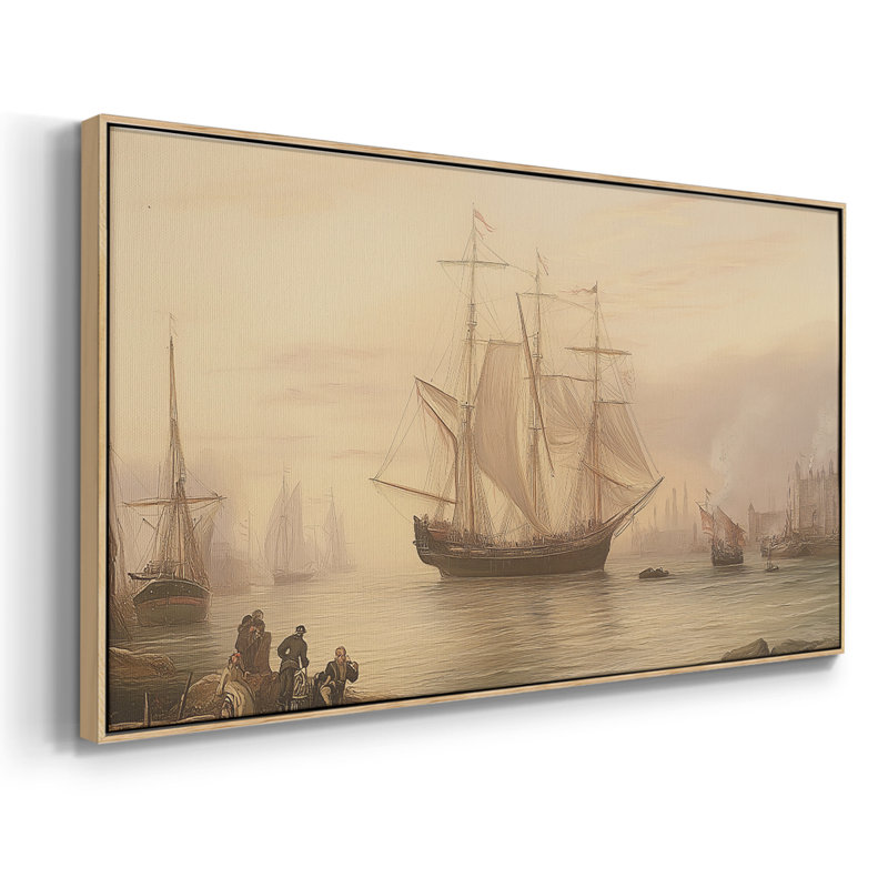 Série nautique-CLXI- Toile tendue avec châssis tendue - Prêt à accrocher, H 17 po x l 33 po, Naturel