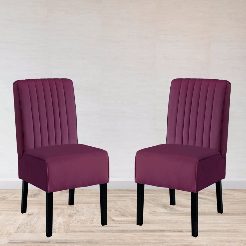 Ensemble de 2 chaises d'appoint Reese Mid Century Modern, Mauve
