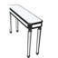 Console artistique avec sculptures vintage, forme incurvée pour entrée - Noir et argent, 122 cm (l) x 83 cm (h) x 36 cm (p), bois massif et verre sculpté, finition miroir, style triangulaire pour chambre