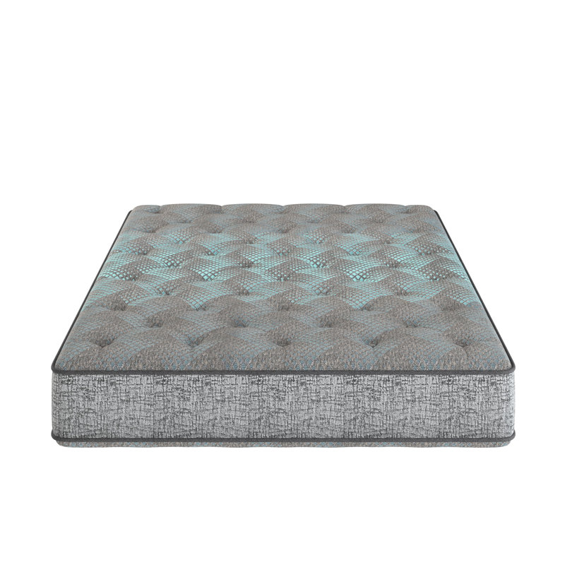 Grand matelas en mousse à confort moyen de 9 po, avec support pour un sommeil tranquille, gris et bleu, Grand lit
