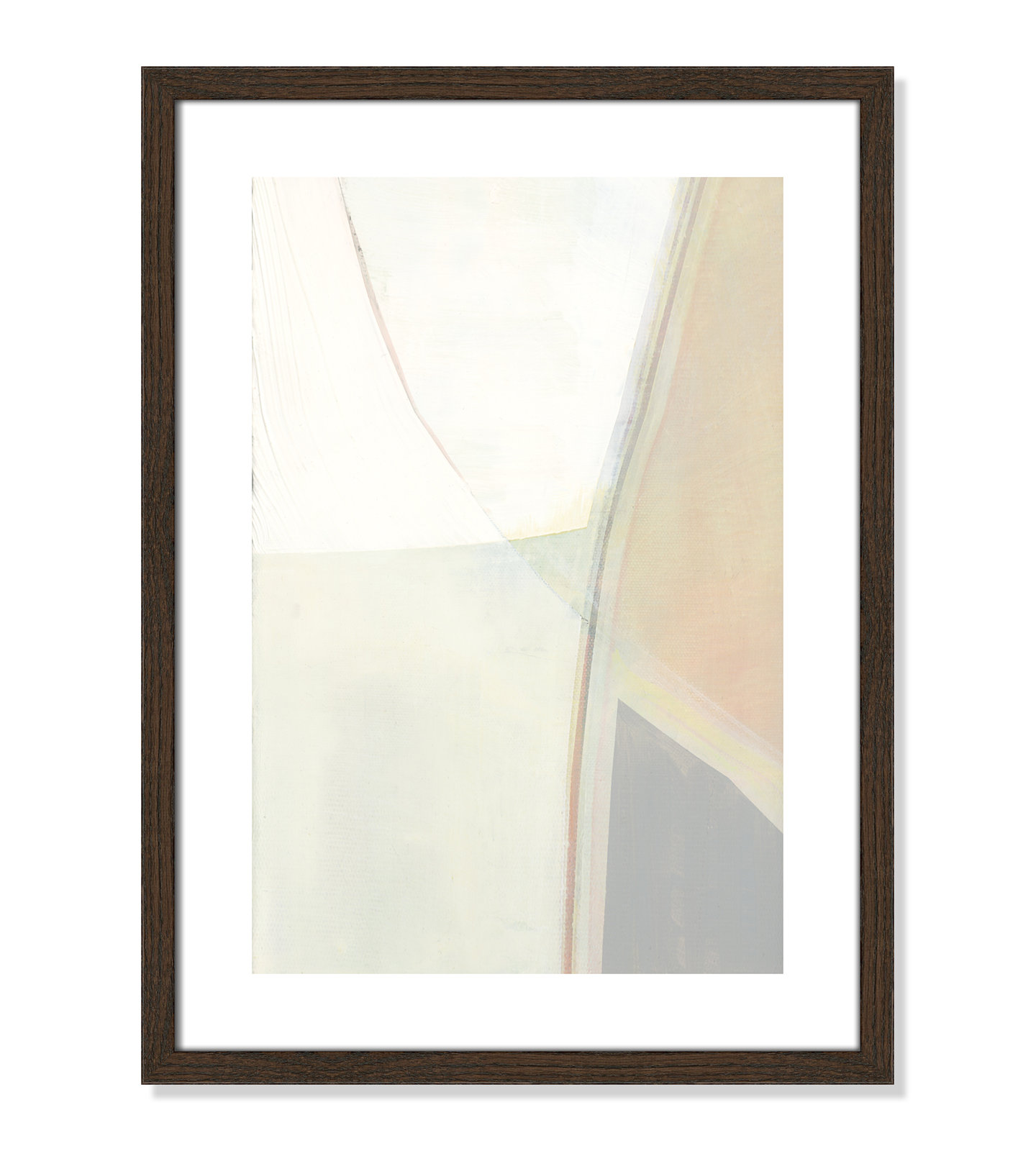 Alexandria "In Neutral II" Painting by Cartissi, Walnut Wood Framed Paper, 23" H x 17" W x 0.75" D