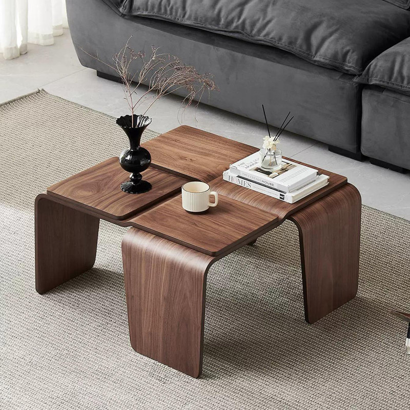 Solid wood exquisite creative simple tea table, Brown