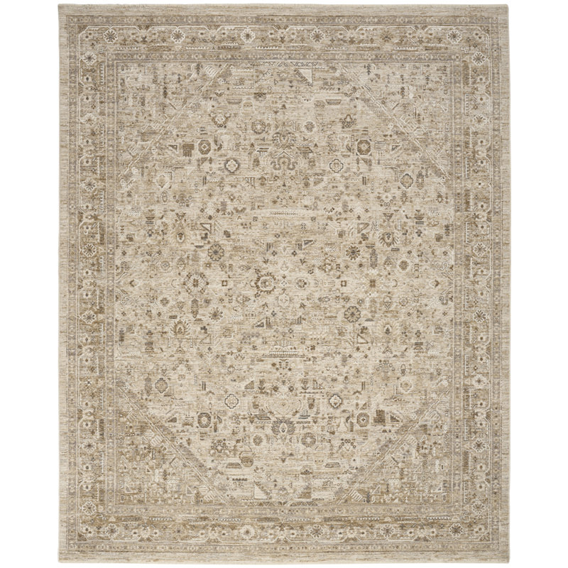 Hemington 7'10" x 10' Beige Vintage Indoor Rug, Rectangle 7'10" x 10'