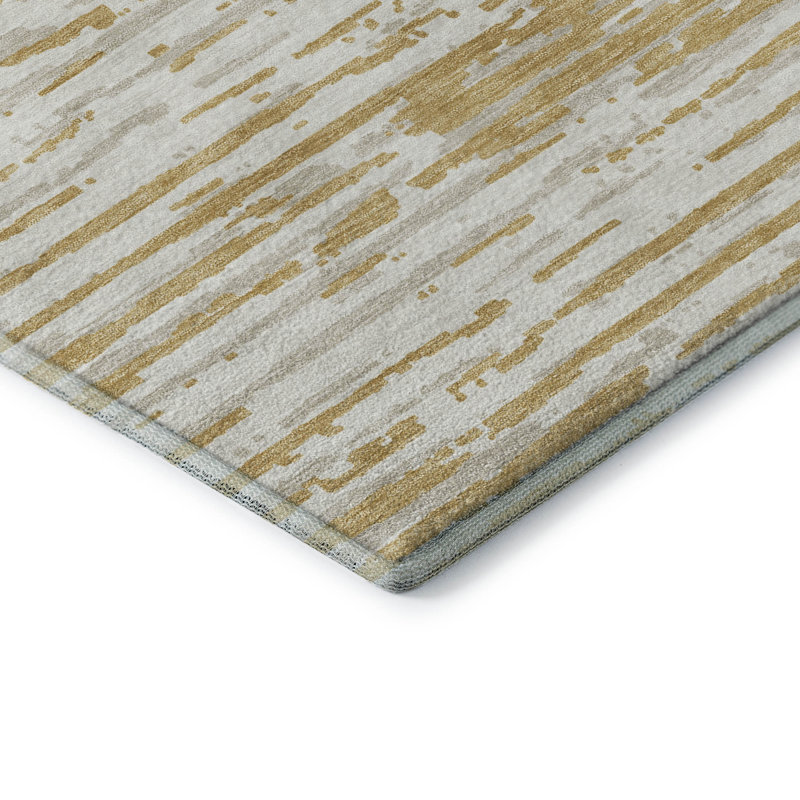 Tapis doré Prisco lavable à la machine de qualité supérieure, Rectangle 5 pi x 7 pi 6 po