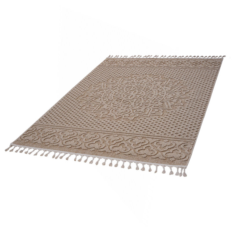 8X10 Beige /Medallion Indoor/Outdoor Area Rug, Rectangle 7'9" x 10'