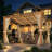 Outdoor Lean To Hardtop Pergolas And Gazebos With Curtains And Mosquito Netting-124594136