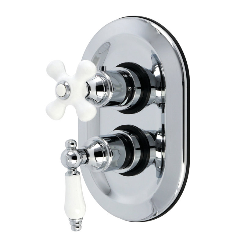 Ensemble robinet thermostatique et garniture de douche Kingston Brass Restoration - Robinet inclus, Polished Chrome