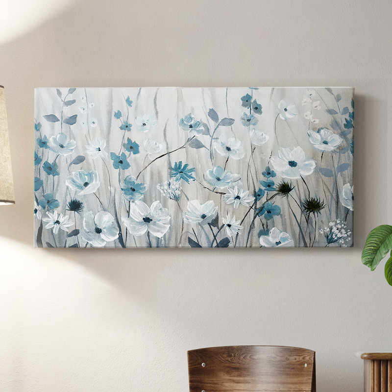 «Blue Meadow Field», toile tendue avec châssis, prête à être accrochée, H 24 po x l 48 po