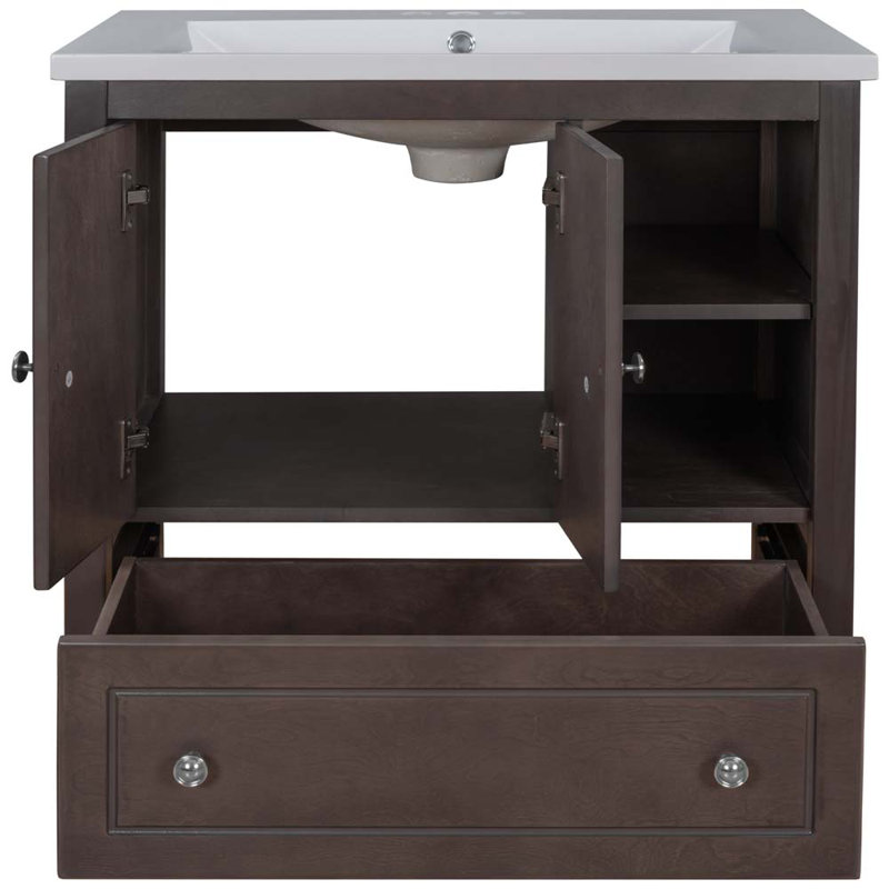 Ensemble de meuble-lavabo simple 30 po, Brun