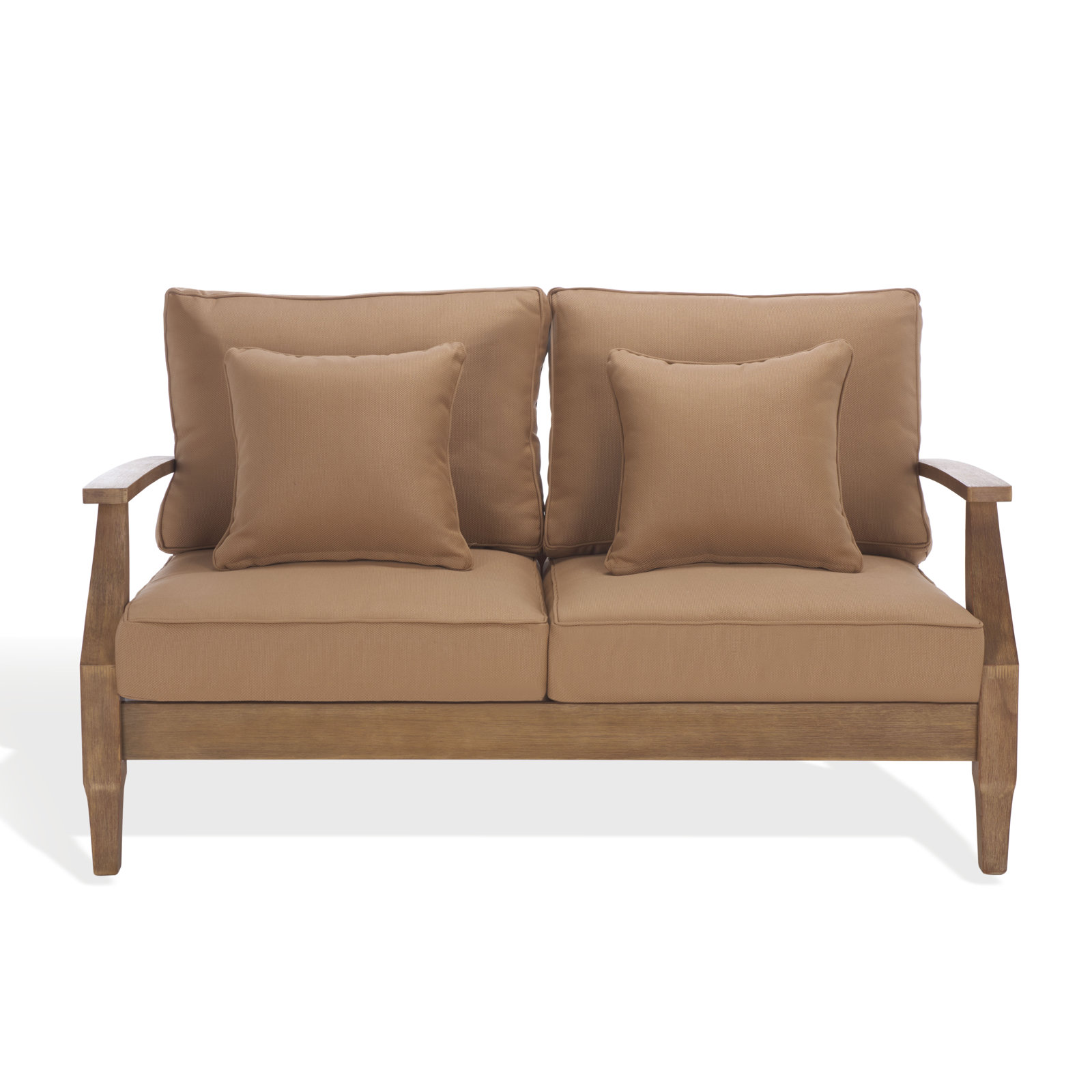 Samya Outdoor Loveseat with Cushions, Natural/Brown