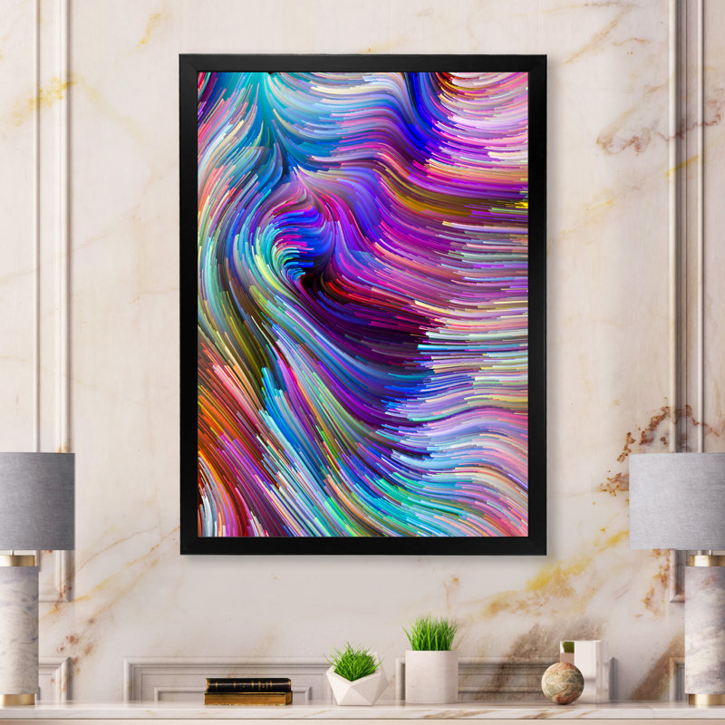 Élégance de l'art liquide V - œuvre d'art moderne sur toile, Cadre noir, H 12 po x l 8 po x P 1 po