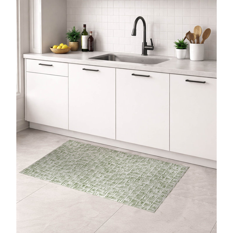 Tapis de cuisine Lash, Rectangle 2' x 3', Olive Green Checkered