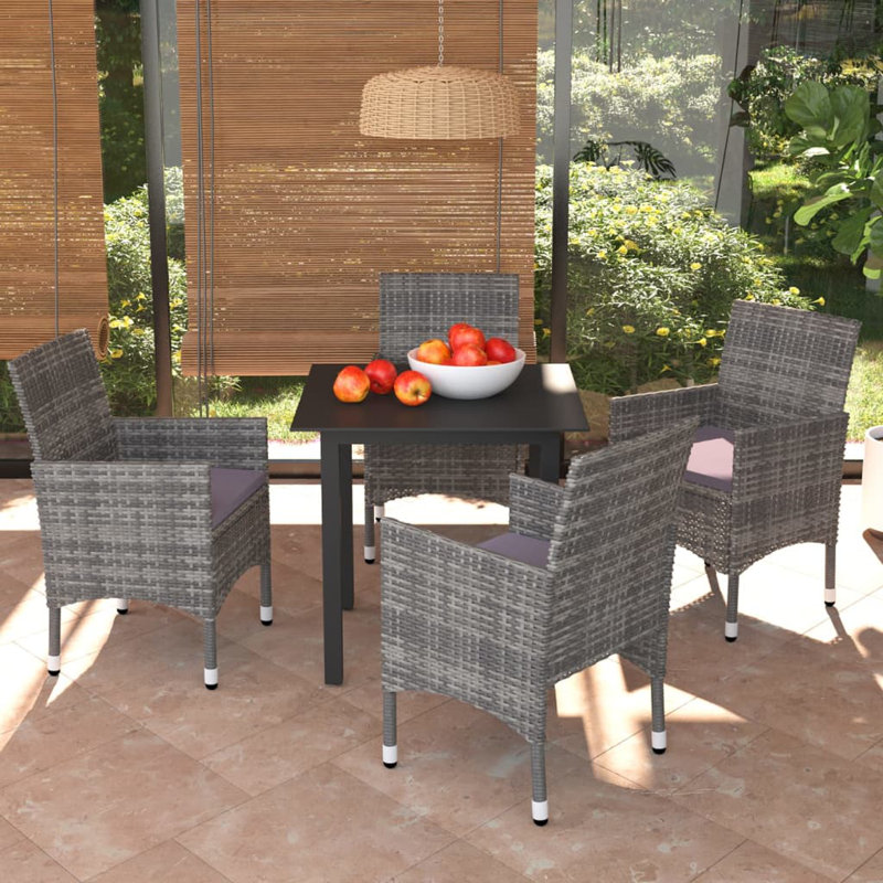 Ensemble bistro rectangulaire en aluminium pour 2 personnes Charlsey, Gray, Gris, 4