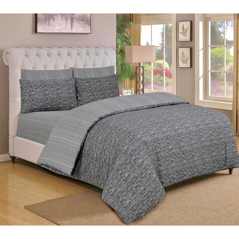 Callison Satin Solid Colour Duvet Cover Set with Pillowcases Included, Marble Grey, Kingsize - 2 Standard Pillowcases