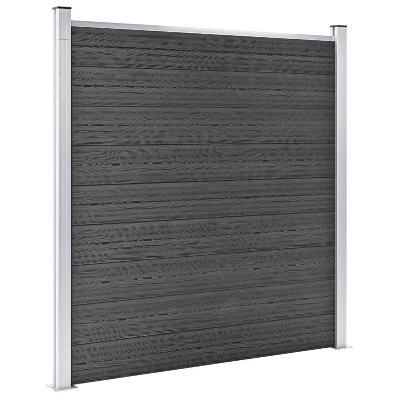 Medan 472.44cm H x 872cm W Black Composite Fence Panels Included