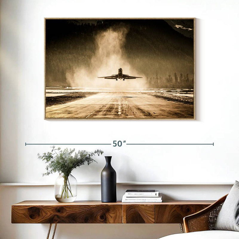 Avion de première classe, Cadre flottant en bois naturel, 40 po x 27 po