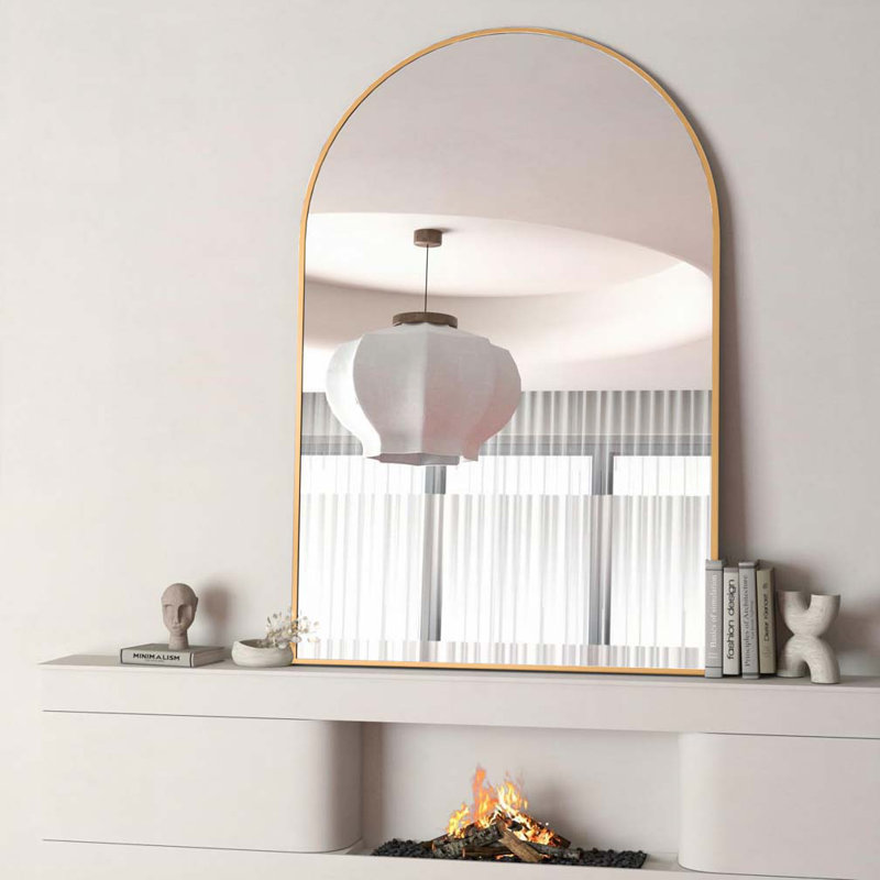 Metal Framed Arched Bathrrom Mirror for Wall