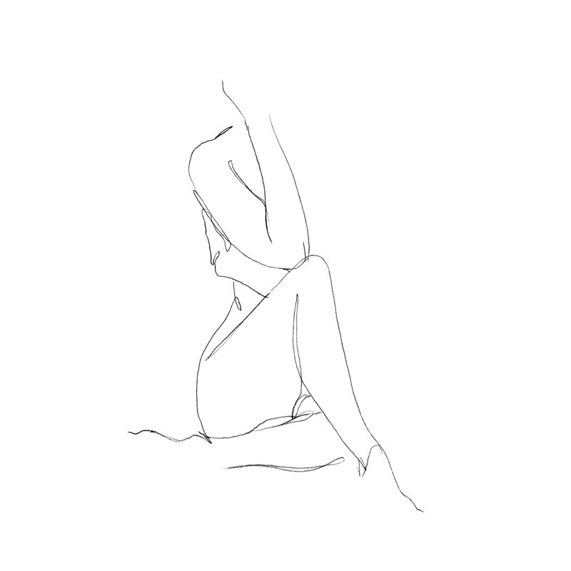 Nude Shape Sketch I by Ethan Harper - Drawing, Wrapped Canvas, 122 cm H x 81 cm W