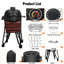 Kalamera Black 21” Ultimate Outdoor Ceramic Grill Kamado with Cart and Side-wings