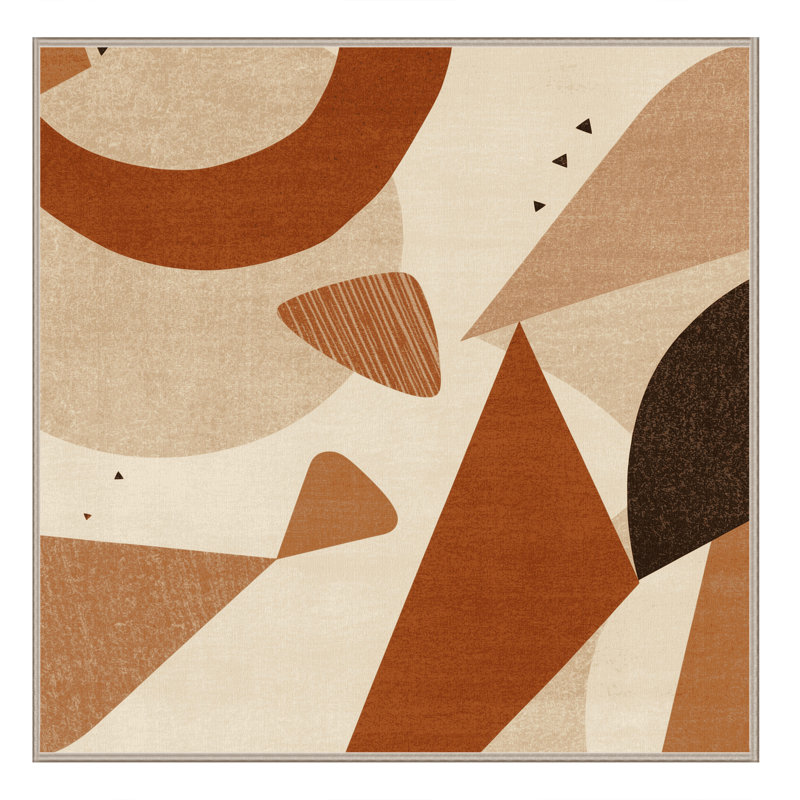 Machine Washable Bemott Modern Abstract Rug in Beige – Beige Binding, 6' Square