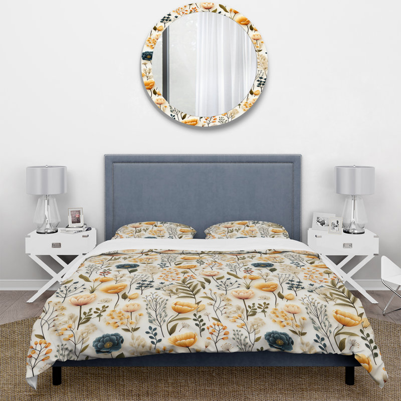 Ensemble de housse de couette Earthy Multicolor Palet Botanical I, Housse de couette pour très grand lit et 2 très