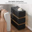 Lumio Black 3-Drawer Narrow LED Bedside Table with Charging Station