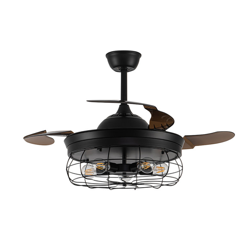 Braunstone 3 - Blade Indoor Caged Ceiling Fan with Remote Control and Light Kit Included